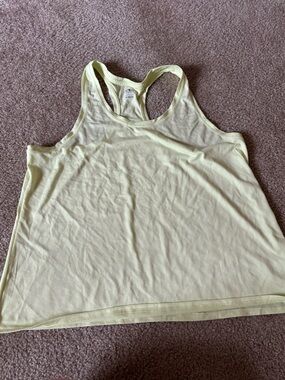 Athletic Works Light Yellow Racerback Tank Top
